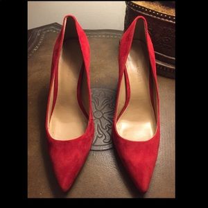 Genuine Suede Red Block Heel Pumps! Gorgeous!